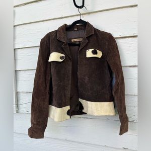 Brown Suede Cow Print Jacket Small